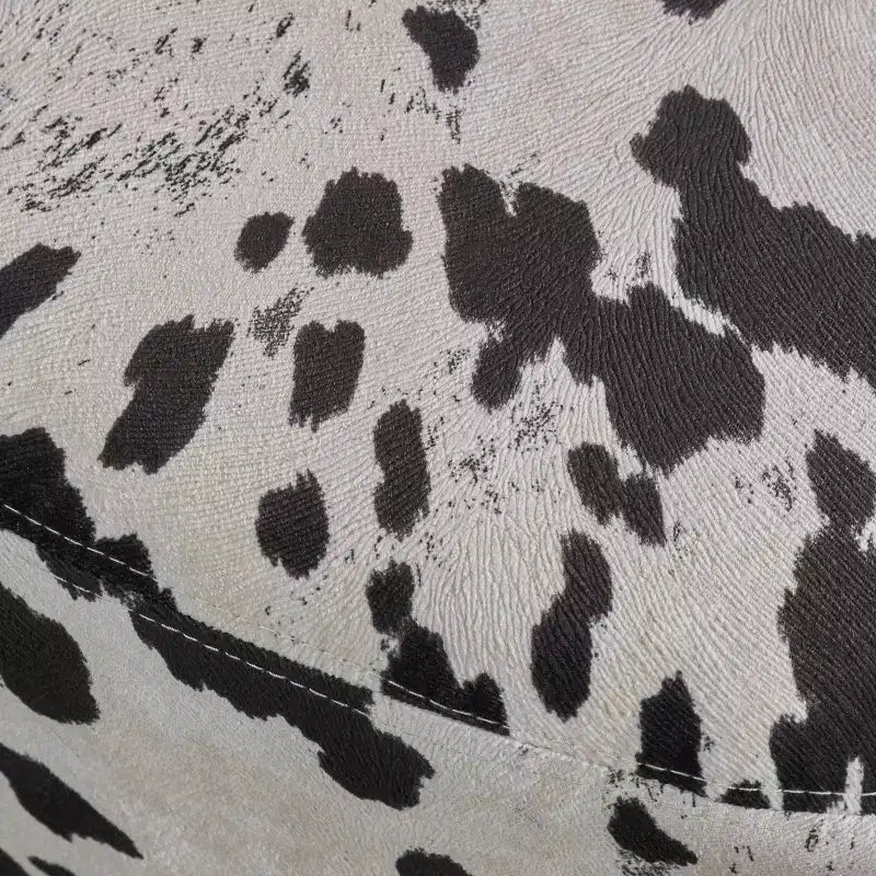 Pouffe Vache en Velours et Bois d'Hévéa Moderne