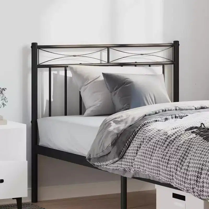 Tête de lit en métal pour lit simple, noir