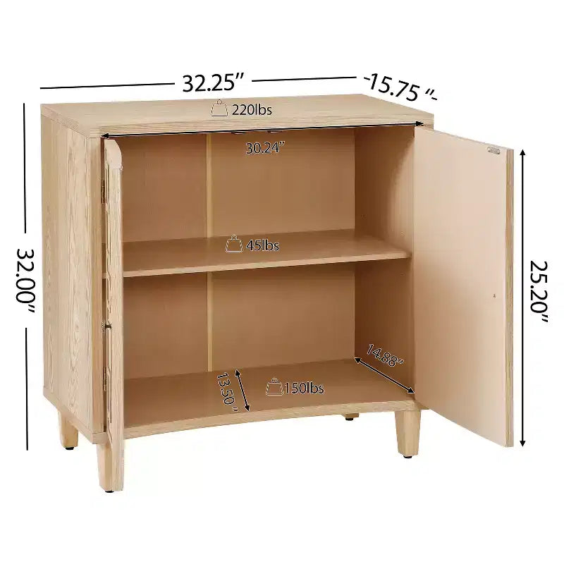 Meuble d'appoint géométrique contemporain avec étagères réglables et portes