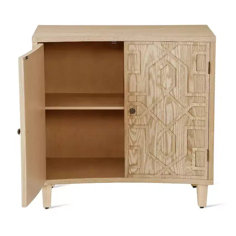 Meuble d'appoint géométrique contemporain avec étagères réglables et portes