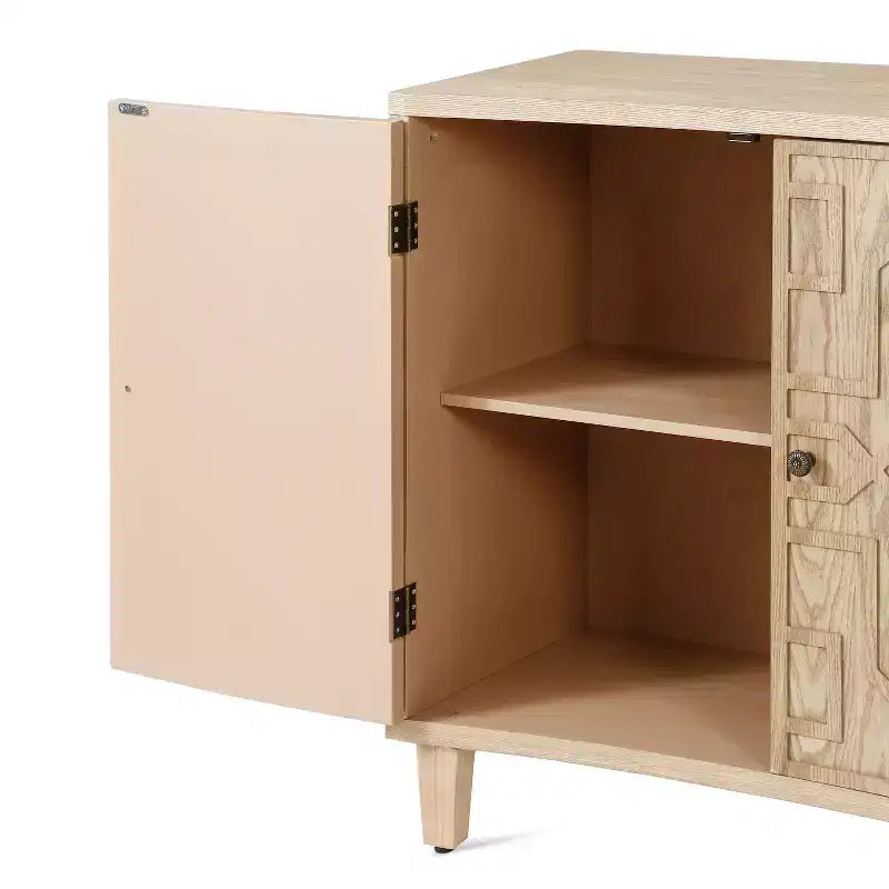 Meuble d'appoint géométrique contemporain avec étagères réglables et portes