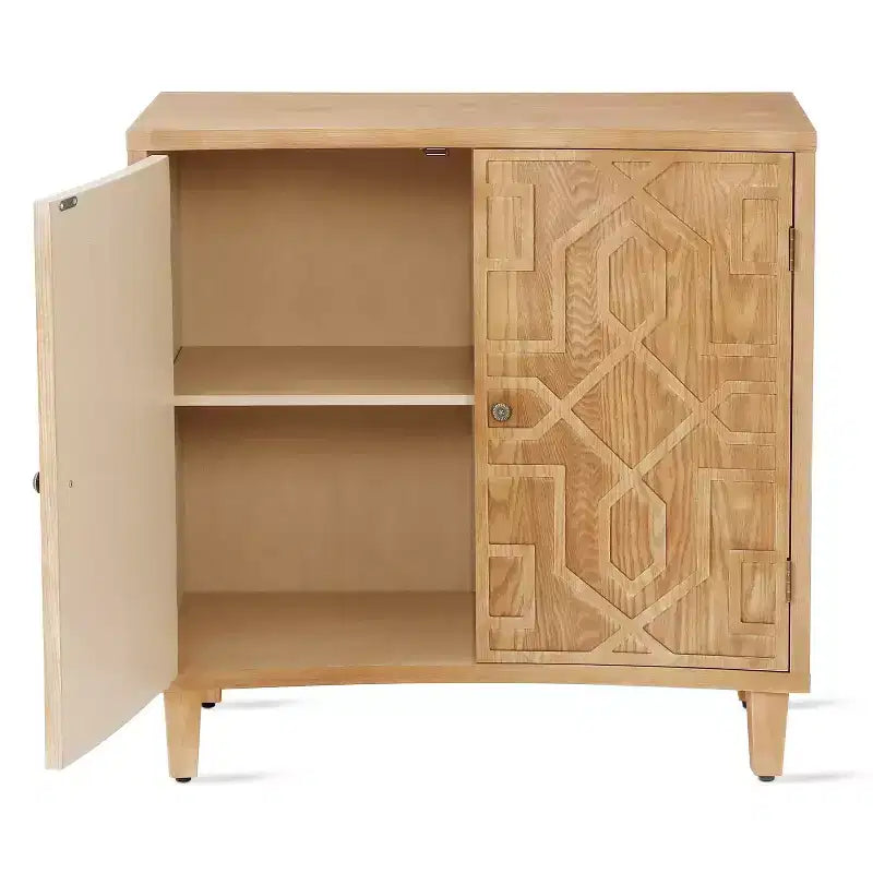 Meuble d'appoint géométrique contemporain avec étagères réglables et portes