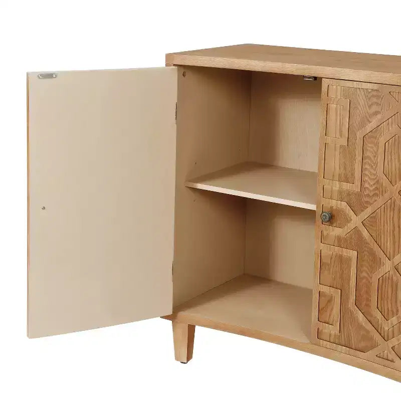Meuble d'appoint géométrique contemporain avec étagères réglables et portes