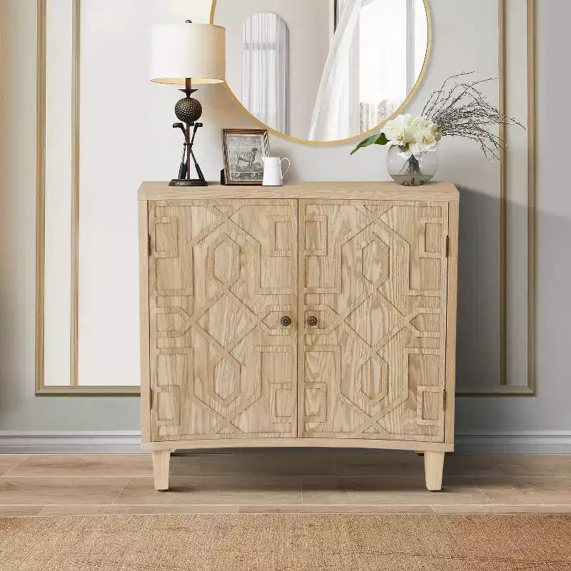 Meuble d'appoint géométrique contemporain avec étagères réglables et portes