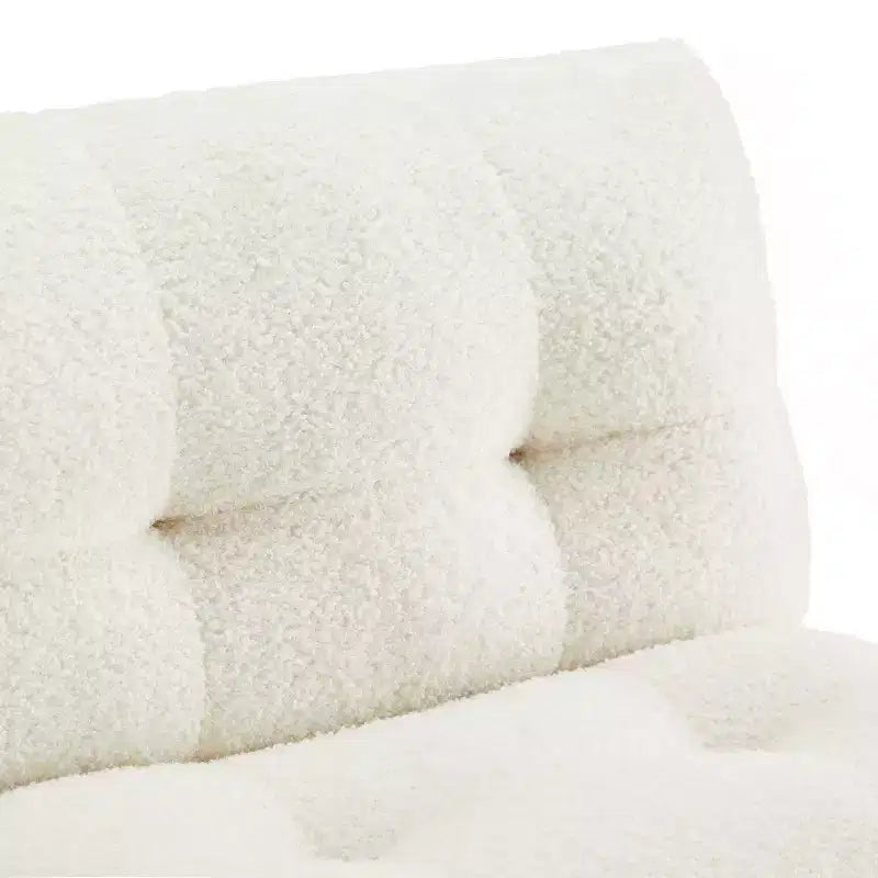 Canapé Enfant Touffeté en Fausse Fourrure de Mouton avec Pieds en Bois, Guimauve