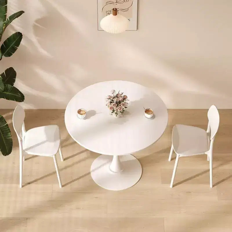 Table d'appoint ronde moderne, dessus en MDF et base en acier, blanc, 23,6"x19,7"x29,1"
