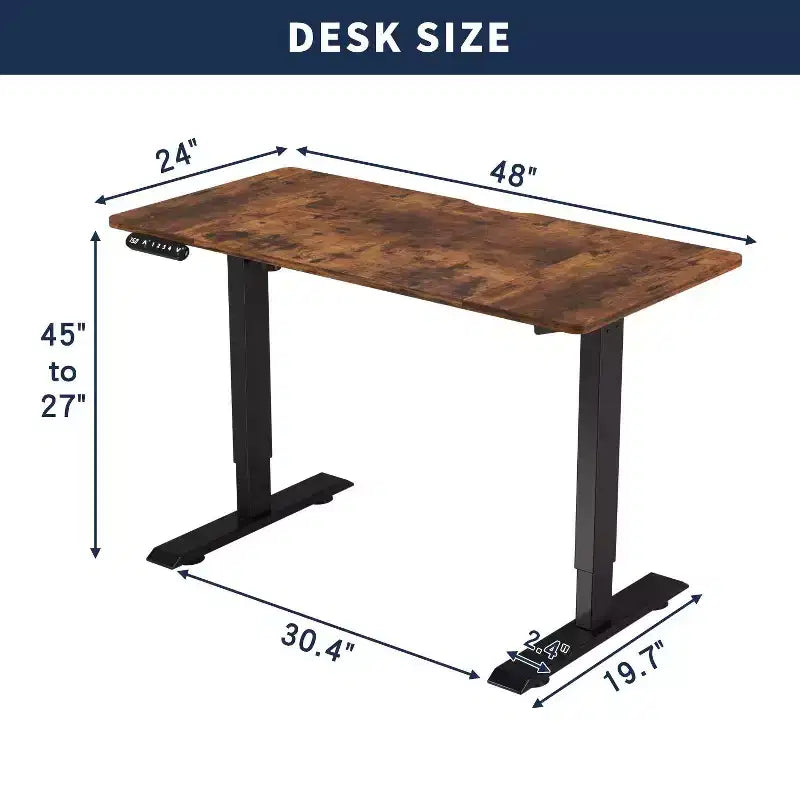 Bureau réglable en hauteur, Table de bureau à domicile assis-debout, Marron, 122 x 61 cm