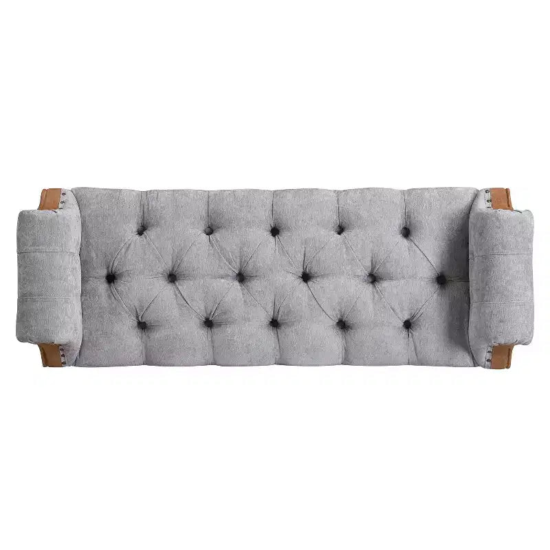 Banc de lit capitonné avec accoudoirs roulés, pouf ottoman de style Mid-Century