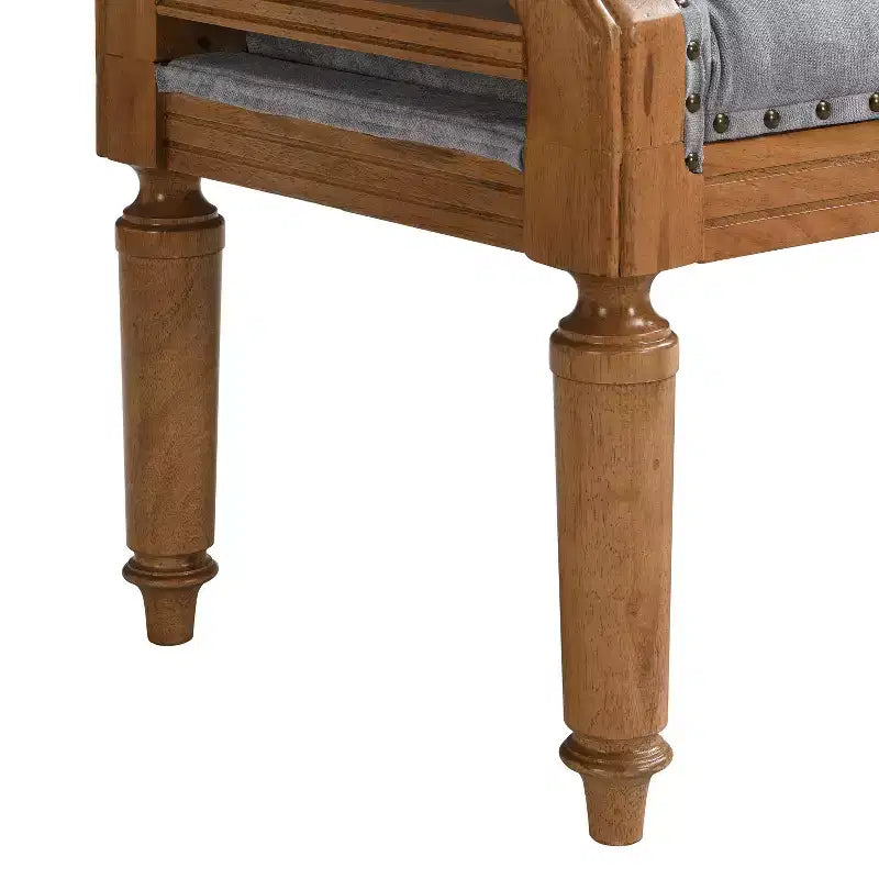 Banc de lit capitonné avec accoudoirs roulés, pouf ottoman de style Mid-Century