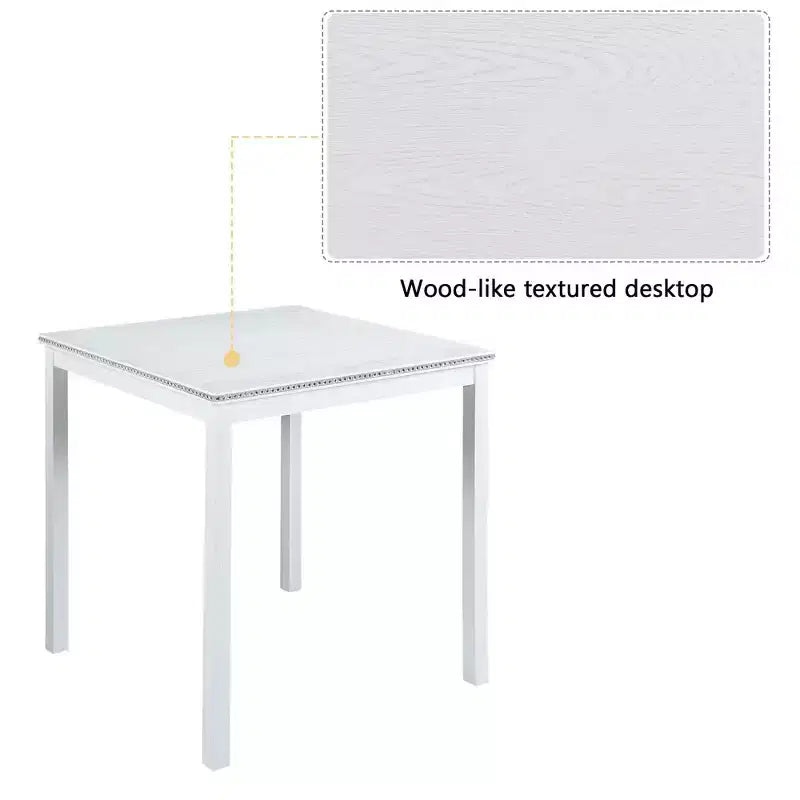 Table à manger carrée à hauteur de comptoir pour 4, table de cuisine blanche pour petits espaces