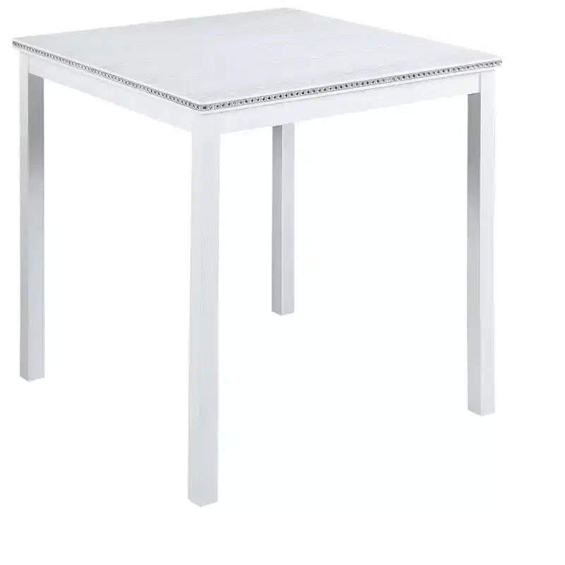 Table à manger carrée à hauteur de comptoir pour 4, table de cuisine blanche pour petits espaces