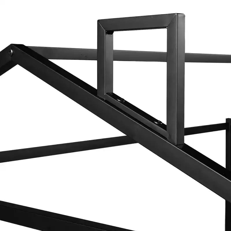 Cadre de lit en métal en forme de maison, taille Queen, noir
