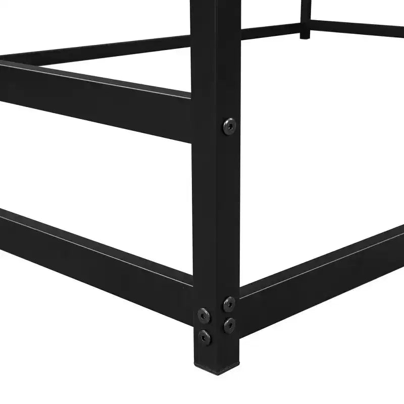 Cadre de lit en métal en forme de maison, taille Queen, noir
