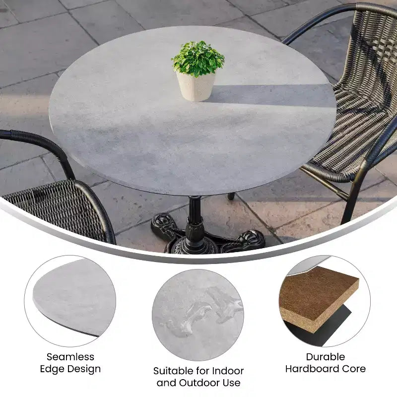 Dessus de table stratifié HPL, bord sans joint, résistant aux rayures et aux taches, qualité commerciale