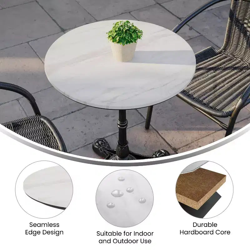 Dessus de table stratifié HPL, bord sans joint, résistant aux rayures et aux taches, qualité commerciale