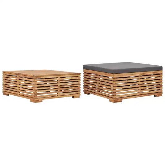 vidaXL Garden Table Dark Grey, Natural Teak Solid teak wood Medium