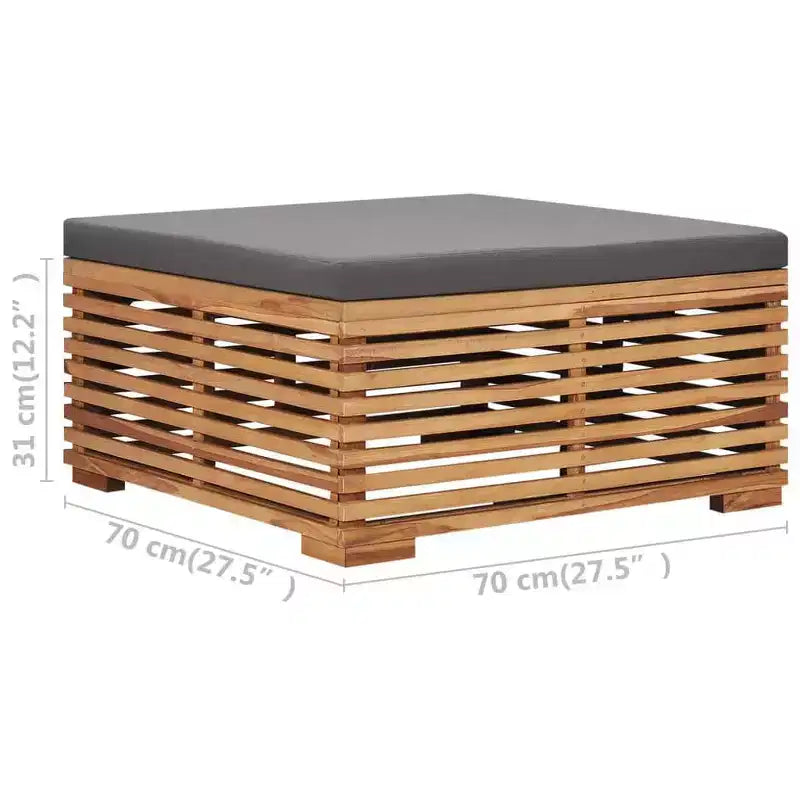 Table de jardin en teck massif, gris foncé, moyenne