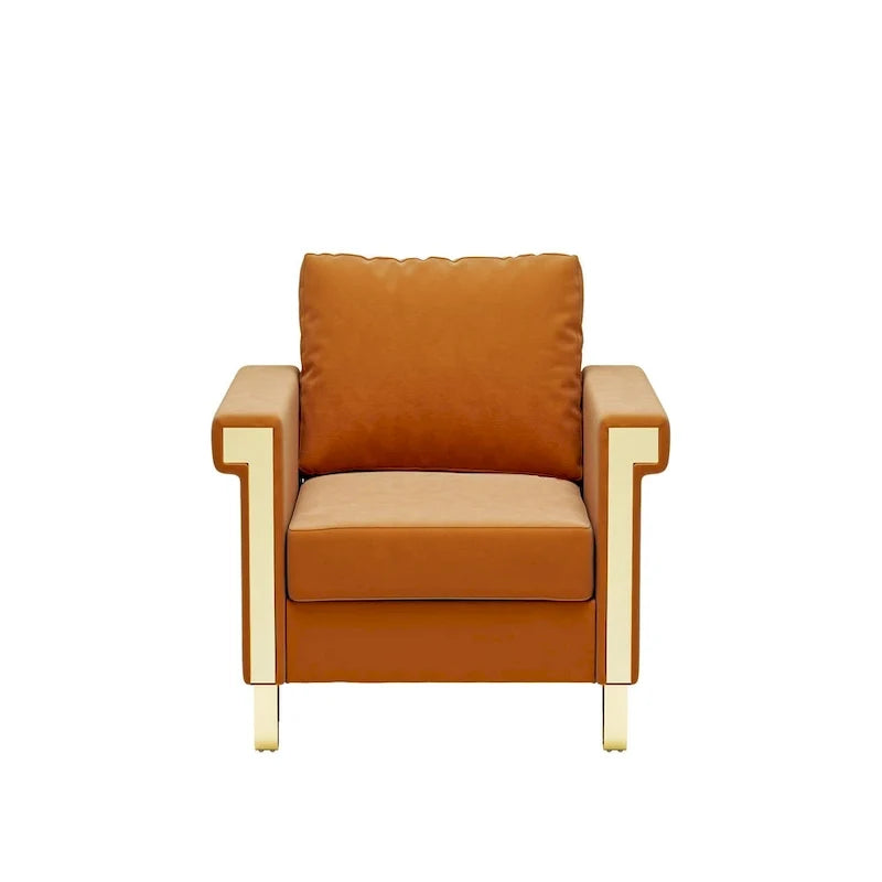 Fauteuil d'appoint en velours avec coussins amovibles et pieds en métal