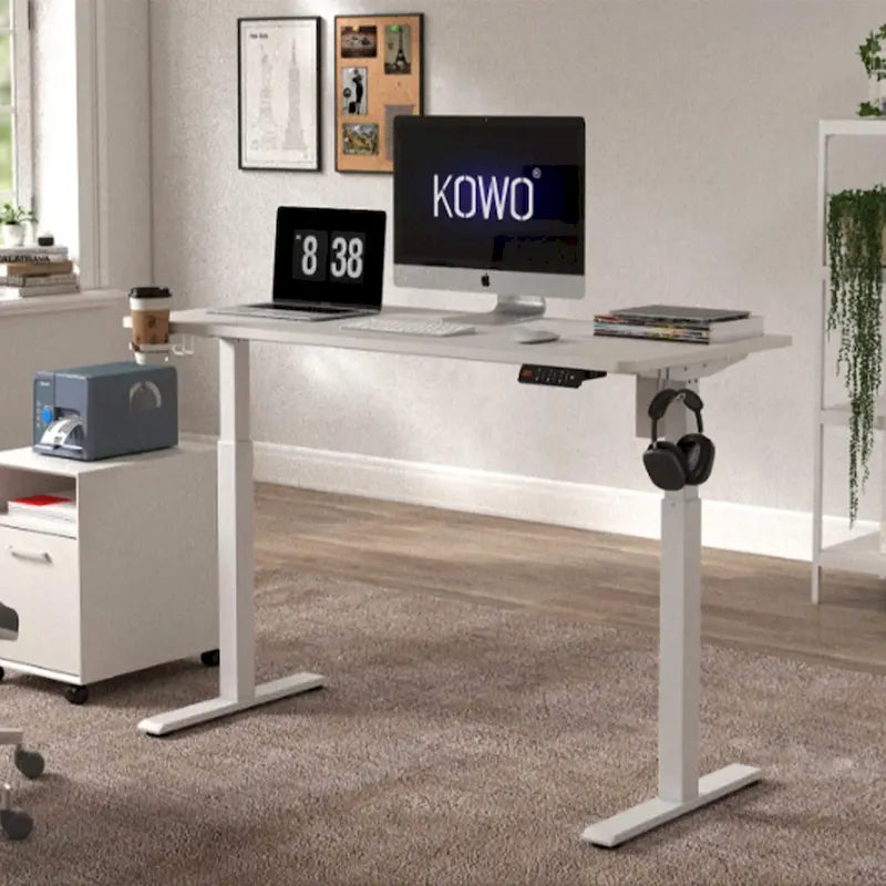 Bureau électrique réglable en hauteur 55" - Station de travail assis-debout pour bureau à domicile, mémoire programmable