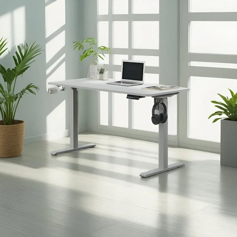 Bureau électrique réglable en hauteur 55" - Station de travail assis-debout pour bureau à domicile, mémoire programmable