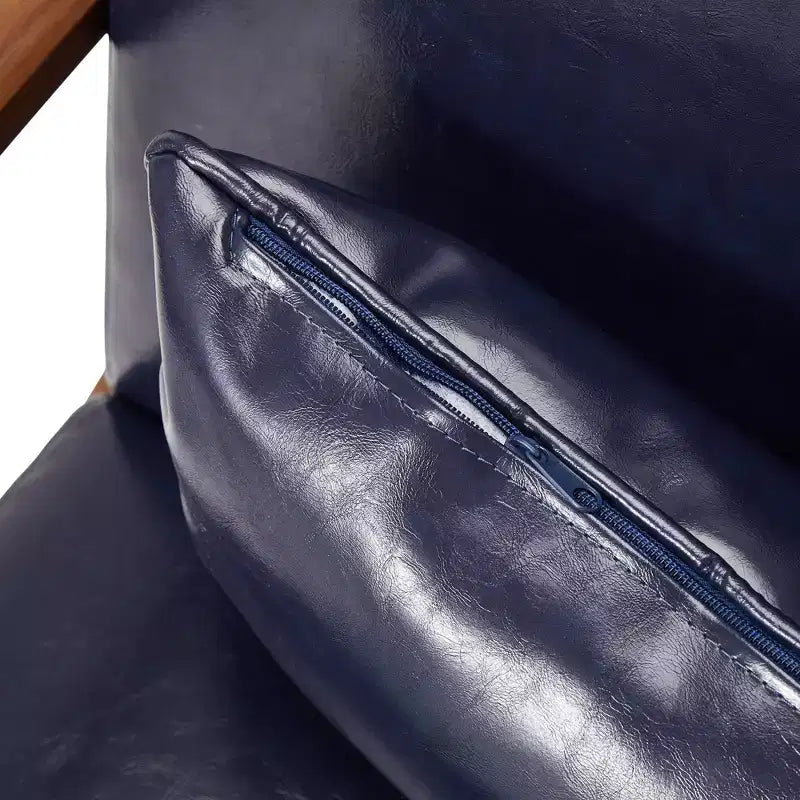 Fauteuil d'appoint Mid-Century Modern en similicuir, cadre en bois d'hévéa couleur noyer