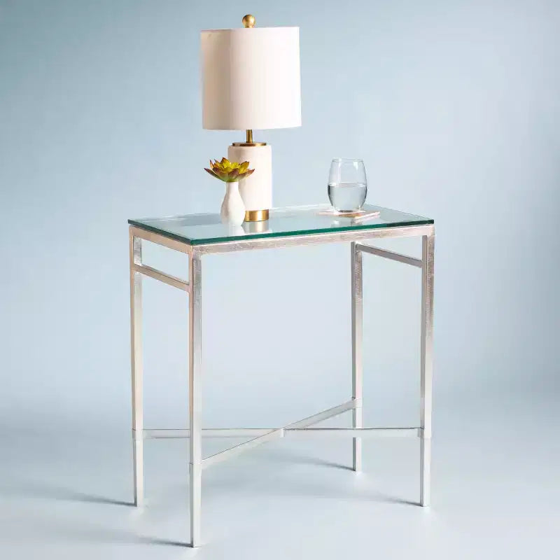Table d'appoint en verre doré antique