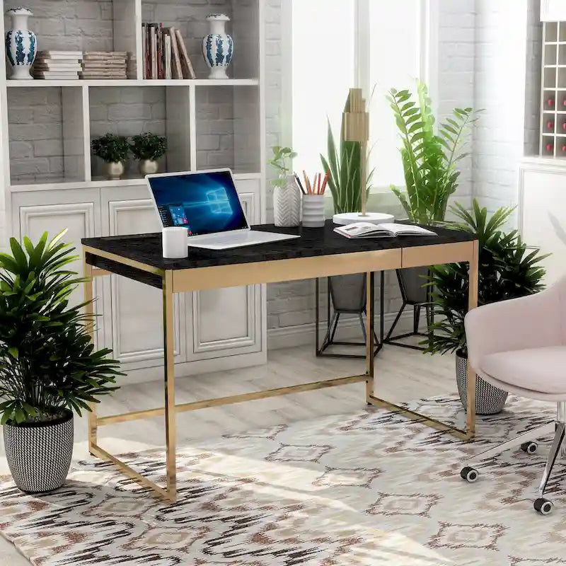 Bureau d'ordinateur moderne en acier de 48 pouces avec ports de chargement par