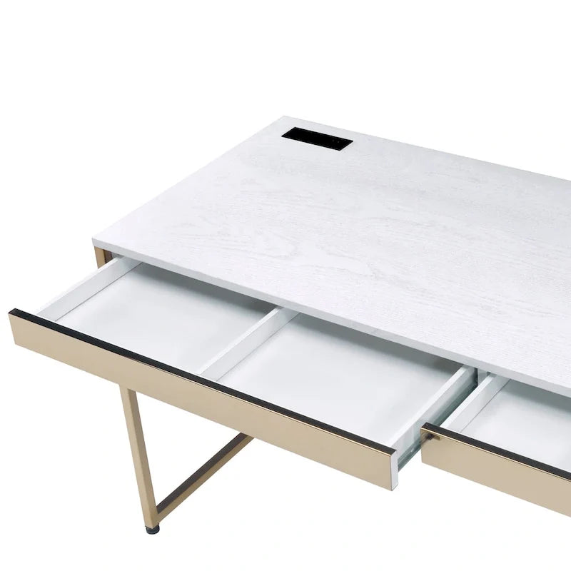 Bureau d'ordinateur moderne en acier de 48 pouces avec ports de chargement par