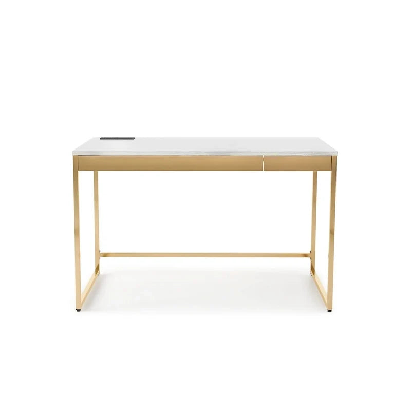 Bureau d'ordinateur moderne en acier de 48 pouces avec ports de chargement par