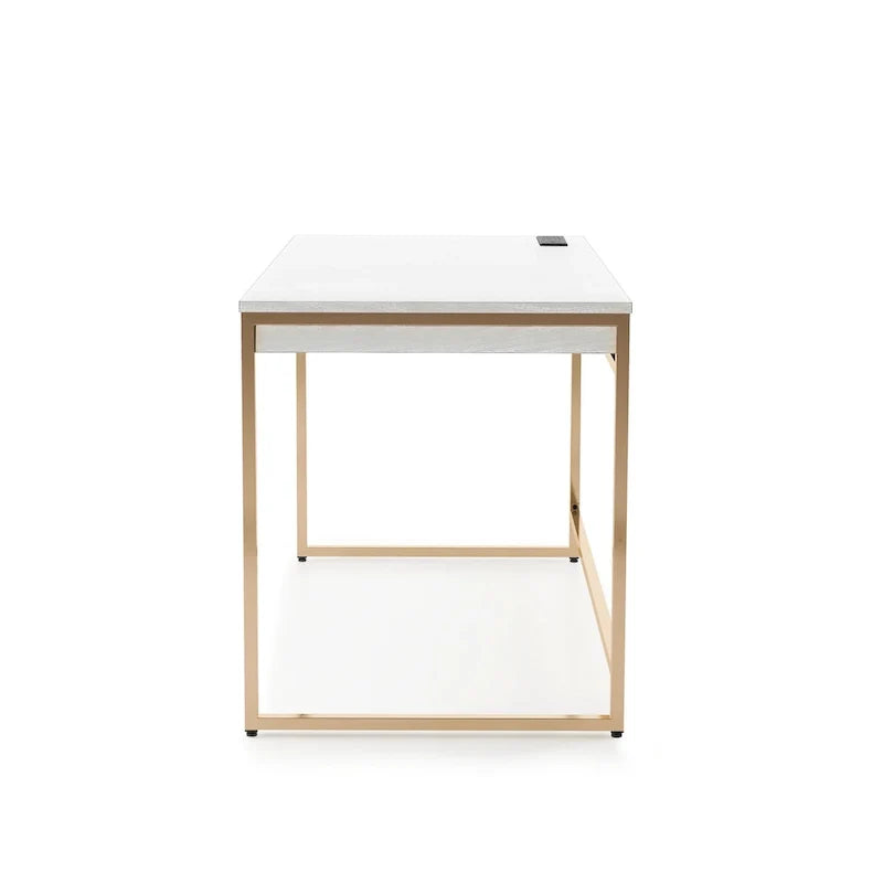 Bureau d'ordinateur moderne en acier de 48 pouces avec ports de chargement par