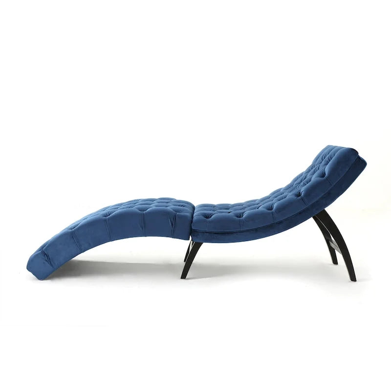 Chaise longue en velours capitonné de