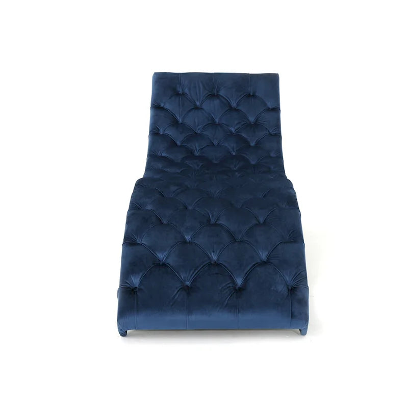 Chaise longue en velours capitonné de