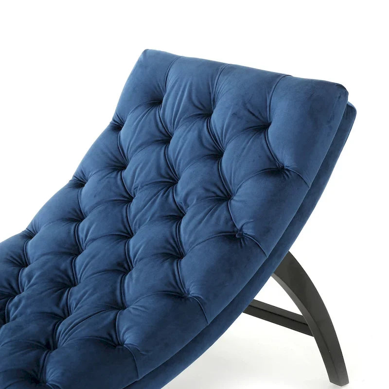 Chaise longue en velours capitonné de