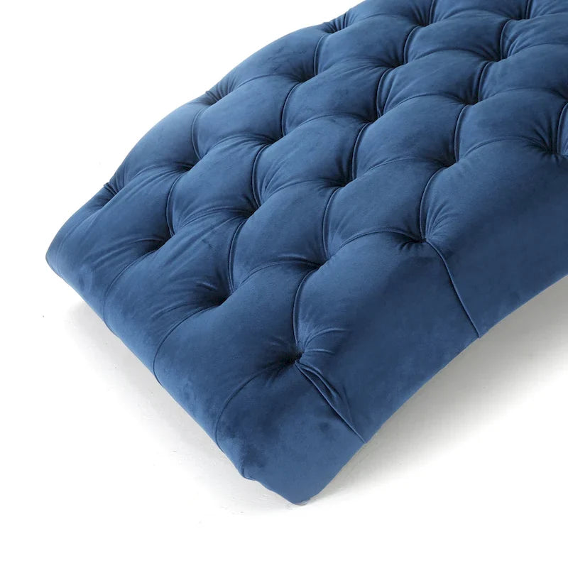 Chaise longue en velours capitonné de