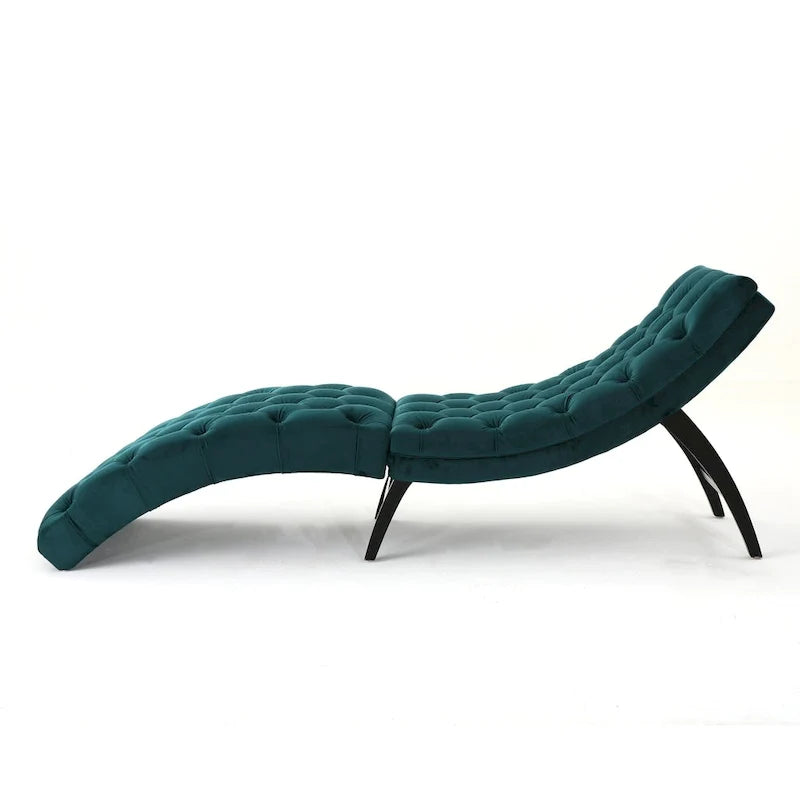 Chaise longue en velours capitonné de