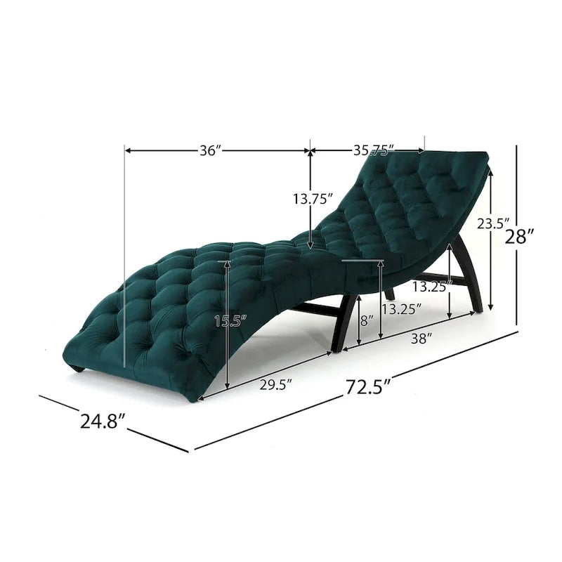 Chaise longue en velours capitonné de