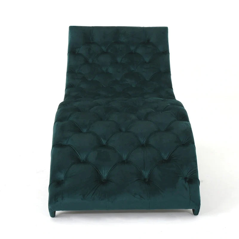 Chaise longue en velours capitonné de