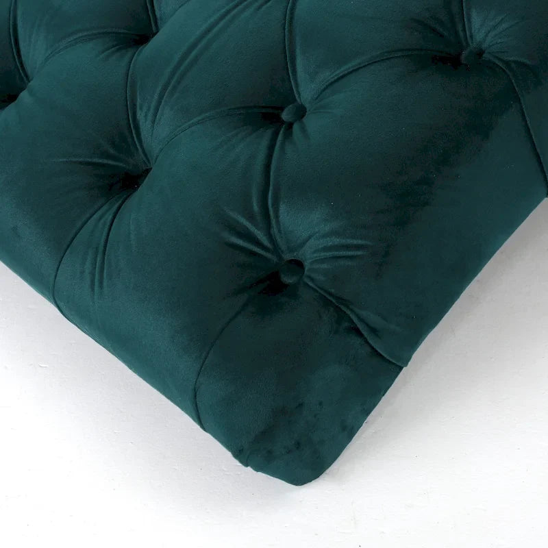 Chaise longue en velours capitonné de