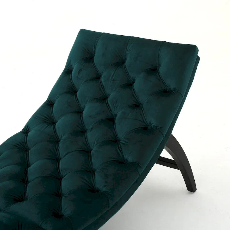 Chaise longue en velours capitonné de