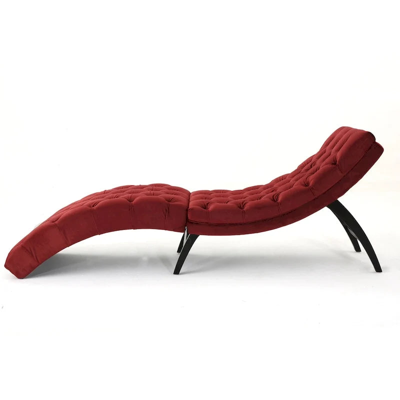 Chaise longue en velours capitonné de