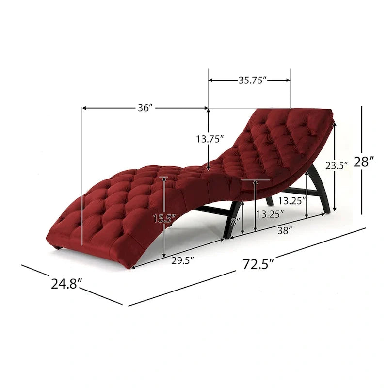 Chaise longue en velours capitonné de