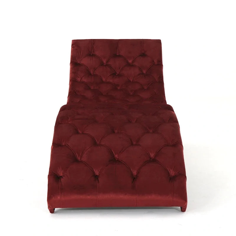 Chaise longue en velours capitonné de