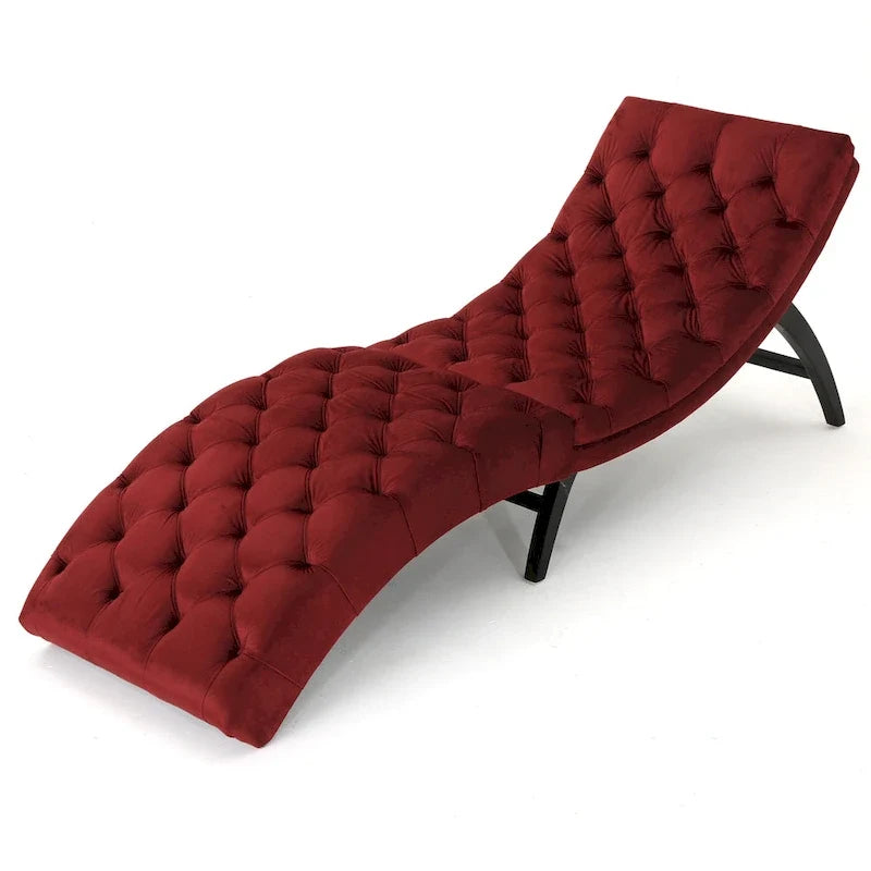 Chaise longue en velours capitonné de