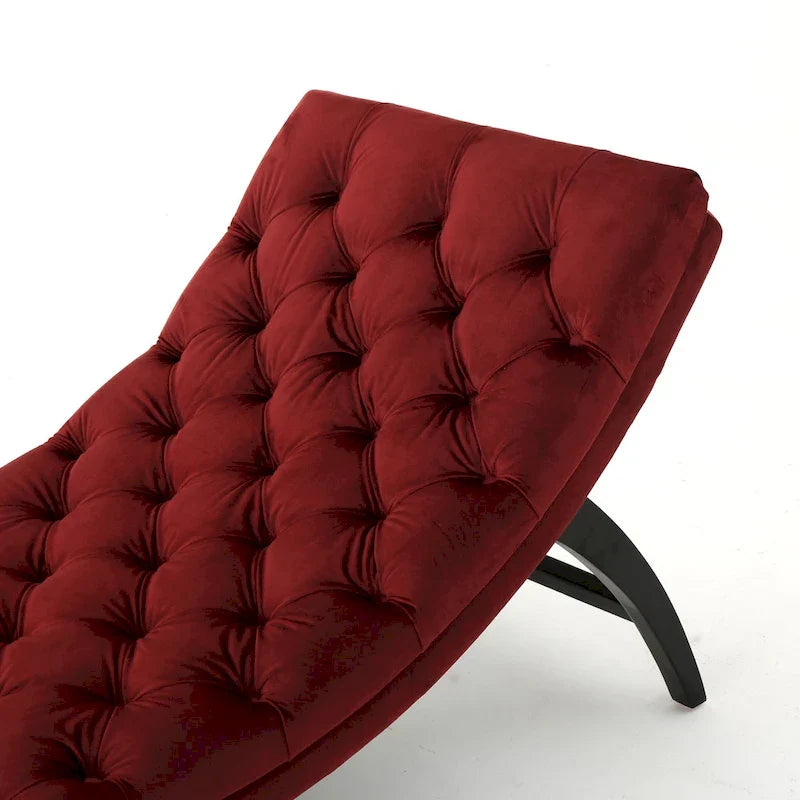 Chaise longue en velours capitonné de