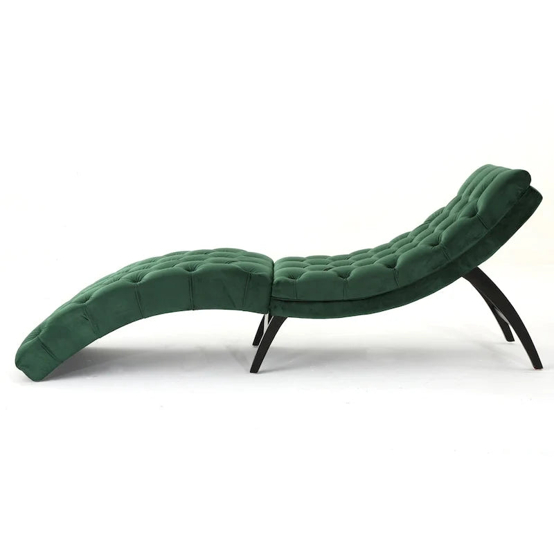 Chaise longue en velours capitonné de