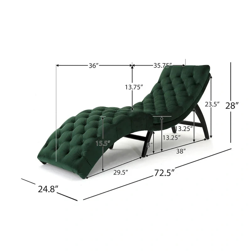 Chaise longue en velours capitonné de