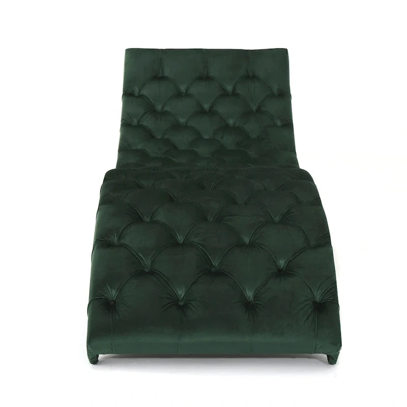 Chaise longue en velours capitonné de