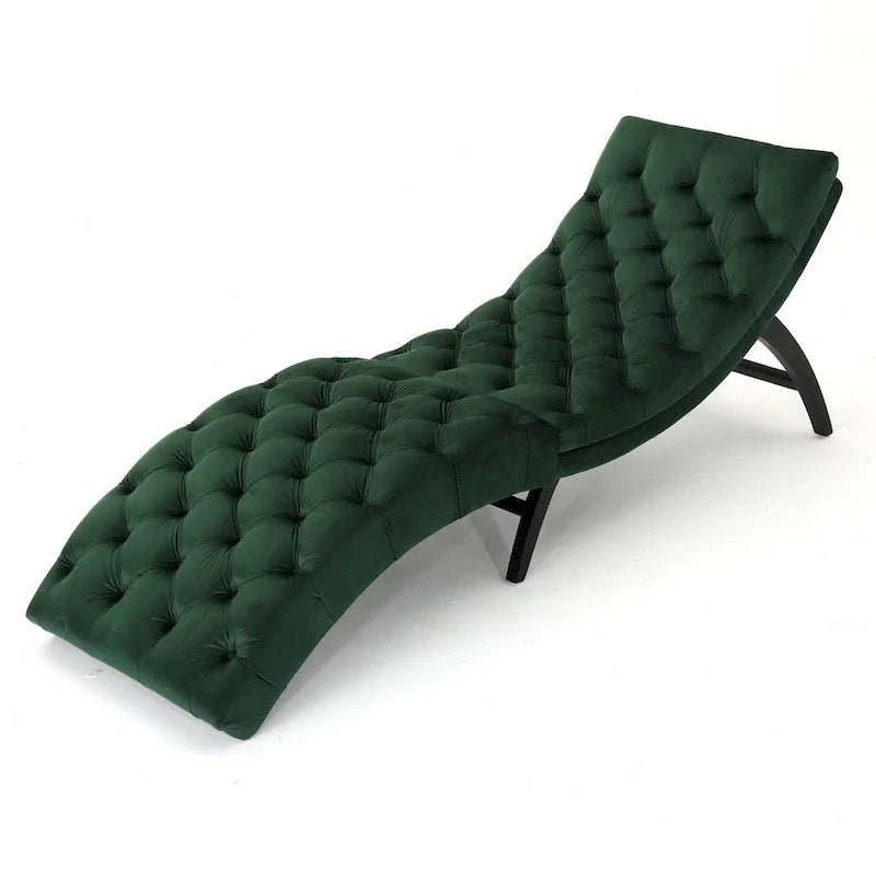 Chaise longue en velours capitonné de