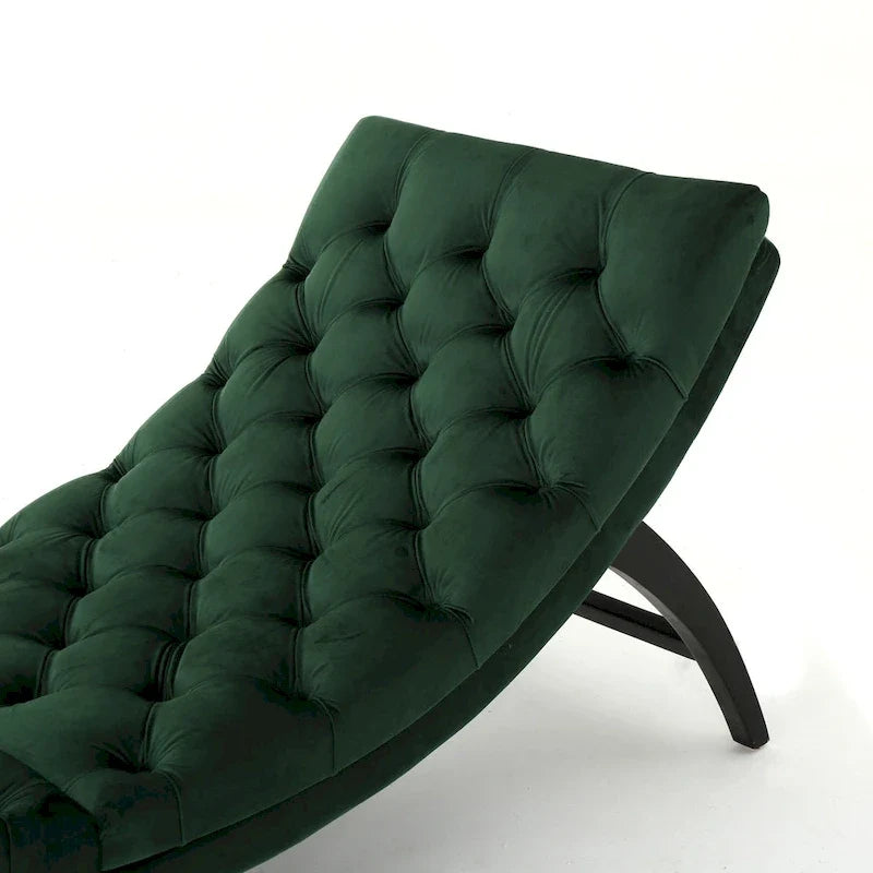Chaise longue en velours capitonné de
