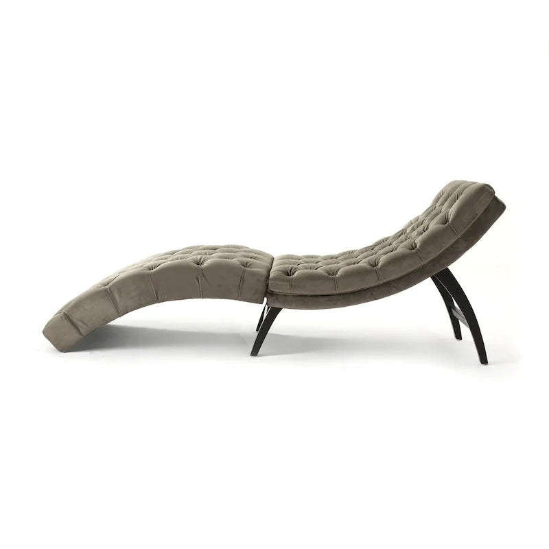 Chaise longue en velours capitonné de